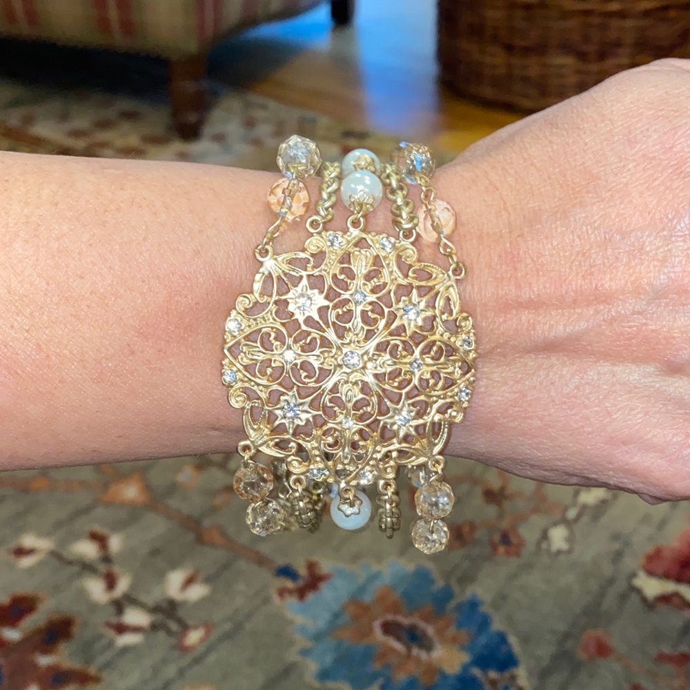 Gold and Pearl Statement Bracelet